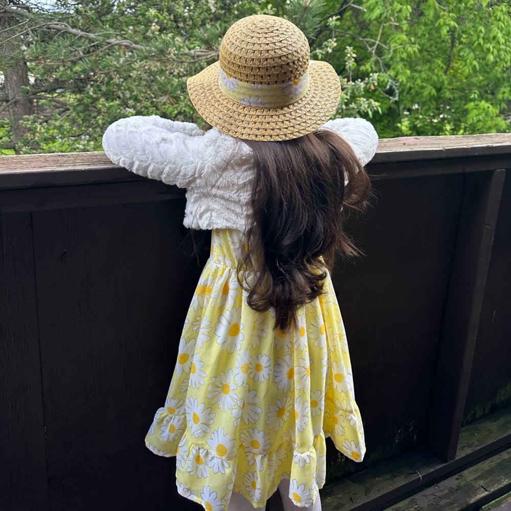 Yellow Daisy Dress with Matching Summer Hat